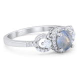 Round Natural Stone Three Stone Ring