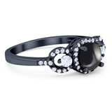 Round Natural Stone Three Stone Ring