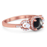 Round Natural Stone Three Stone Ring