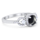 Round Natural Stone Three Stone Ring