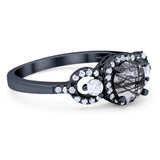 Round Natural Stone Three Stone Ring