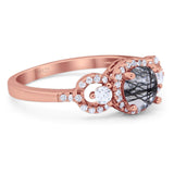 Round Natural Stone Three Stone Ring