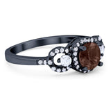 Round Natural Stone Three Stone Ring