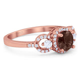 Round Natural Stone Three Stone Ring