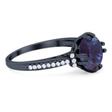 Round Natural Stone Solitaire Ring