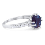 Round Natural Stone Solitaire Ring