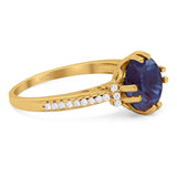 Round Natural Stone Solitaire Ring