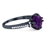 Round Natural Stone Solitaire Ring