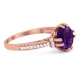 Round Natural Stone Solitaire Ring