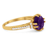 Round Natural Stone Solitaire Ring