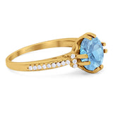 Round Natural Stone Solitaire Ring