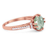 Round Natural Stone Solitaire Ring