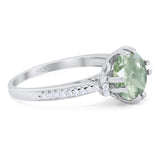 Round Natural Stone Solitaire Ring