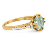 Round Natural Stone Solitaire Ring