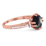 Round Natural Stone Solitaire Ring