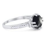 Round Natural Stone Solitaire Ring