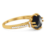 Round Natural Stone Solitaire Ring