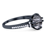 Round Natural Stone Solitaire Ring