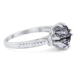 Round Natural Stone Solitaire Ring