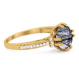 Round Natural Stone Solitaire Ring