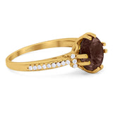 Round Natural Stone Solitaire Ring