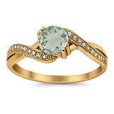 Art Deco Round Natural Stone Twisted Ring