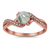 Art Deco Round Natural Stone Twisted Ring