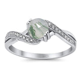 Art Deco Round Natural Stone Twisted Ring