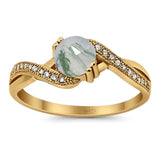 Art Deco Round Natural Stone Twisted Ring