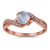 Art Deco Round Natural Stone Twisted Ring