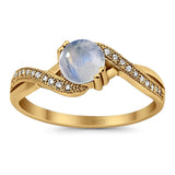 Art Deco Round Natural Stone Twisted Ring