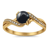 Art Deco Round Natural Stone Twisted Ring