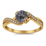 Art Deco Round Natural Stone Twisted Ring