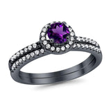 Two Piece Round Natural Stone Ring