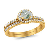 Two Piece Round Natural Stone Ring