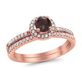 Two Piece Round Natural Stone Ring