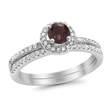 Two Piece Round Natural Stone Ring