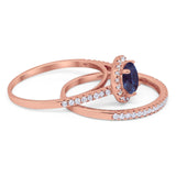 Two Piece Round Natural Stone Bridal Ring