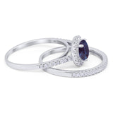 Two Piece Round Natural Stone Bridal Ring