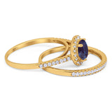 Two Piece Round Natural Stone Bridal Ring