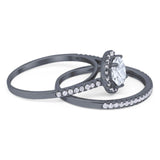 Two Piece Round Natural Stone Bridal Ring