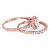 Two Piece Round Natural Stone Bridal Ring