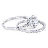 Two Piece Round Natural Stone Bridal Ring