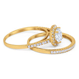Two Piece Round Natural Stone Bridal Ring