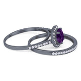 Two Piece Round Natural Stone Bridal Ring