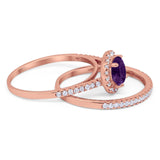 Two Piece Round Natural Stone Bridal Ring