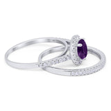 Two Piece Round Natural Stone Bridal Ring