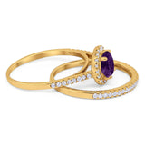 Two Piece Round Natural Stone Bridal Ring