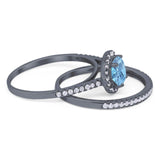 Two Piece Round Natural Stone Bridal Ring