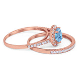 Two Piece Round Natural Stone Bridal Ring
